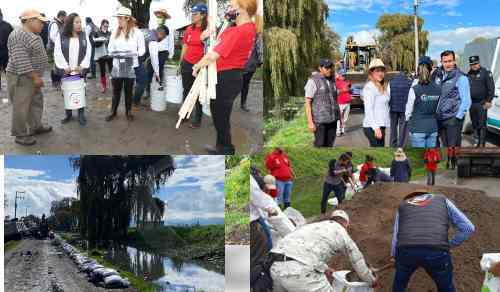 Por fuerte lluvia, refuerzan protección en Barrio de Guadalupe, San Mateo Atenco